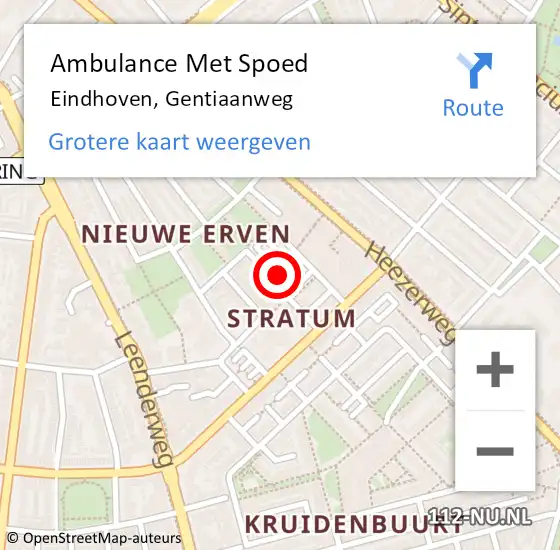 Locatie op kaart van de 112 melding: Ambulance Met Spoed Naar Eindhoven, Gentiaanweg op 19 april 2018 21:03