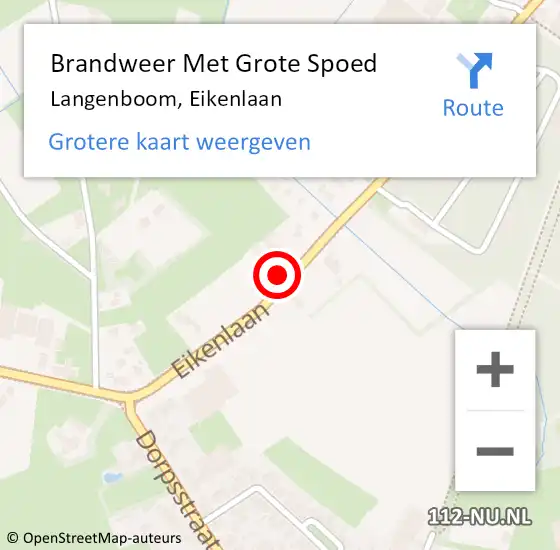 Locatie op kaart van de 112 melding: Brandweer Met Grote Spoed Naar Langenboom, Eikenlaan op 19 april 2018 21:32