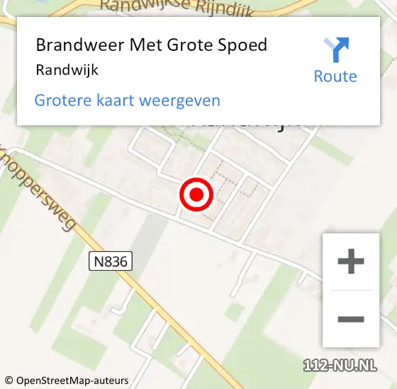 Locatie op kaart van de 112 melding: Brandweer Met Grote Spoed Naar Randwijk op 19 april 2018 21:39