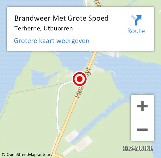 Locatie op kaart van de 112 melding: Brandweer Met Grote Spoed Naar Terherne, Utbuorren op 19 april 2018 22:06