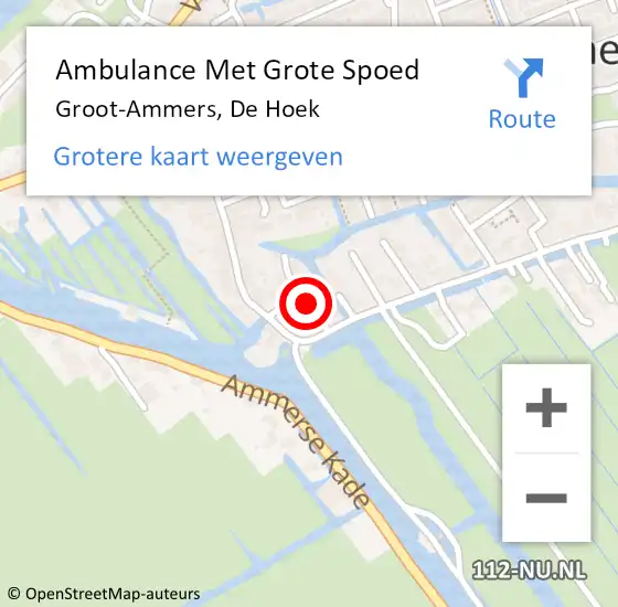 Locatie op kaart van de 112 melding: Ambulance Met Grote Spoed Naar Groot-Ammers, De Hoek op 19 april 2018 22:08