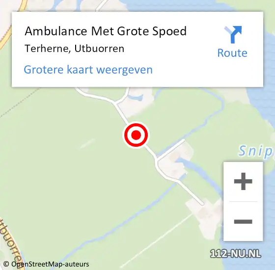 Locatie op kaart van de 112 melding: Ambulance Met Grote Spoed Naar Terherne, Utbuorren op 19 april 2018 22:09