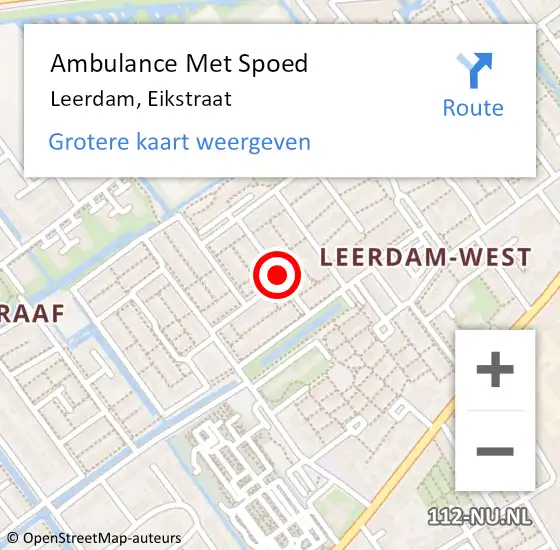 Locatie op kaart van de 112 melding: Ambulance Met Spoed Naar Leerdam, Eikstraat op 19 april 2018 22:14