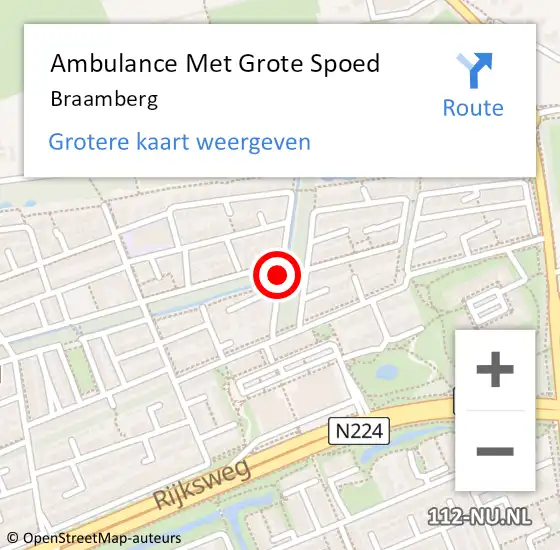 Locatie op kaart van de 112 melding: Ambulance Met Grote Spoed Naar Braamberg op 19 april 2018 22:41