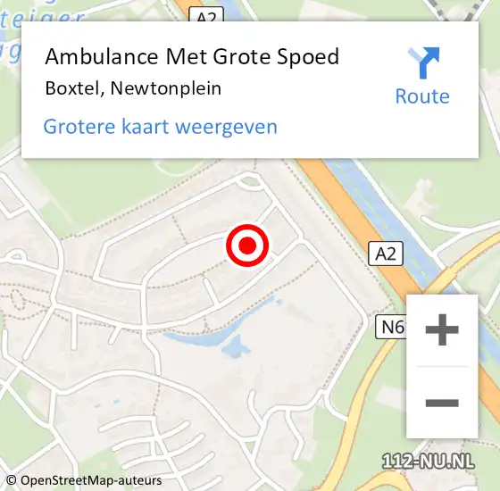 Locatie op kaart van de 112 melding: Ambulance Met Grote Spoed Naar Boxtel, Newtonplein op 19 april 2018 22:48