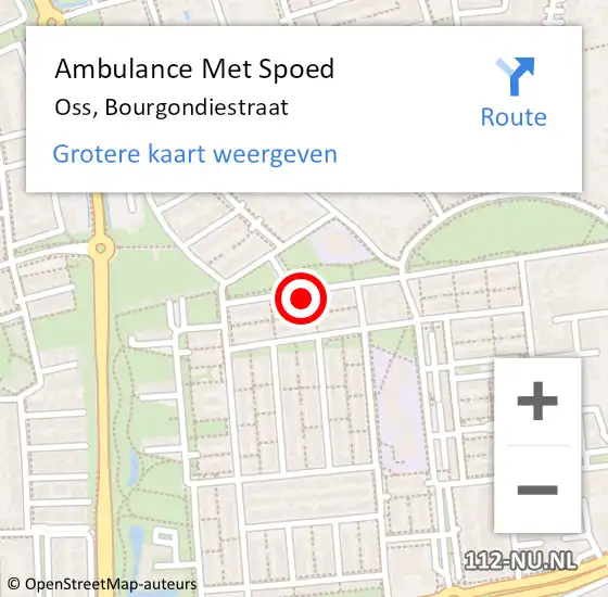 Locatie op kaart van de 112 melding: Ambulance Met Spoed Naar Oss, Bourgondiestraat op 19 april 2018 22:53