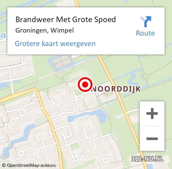 Locatie op kaart van de 112 melding: Brandweer Met Grote Spoed Naar Groningen, Wimpel op 19 april 2018 22:56