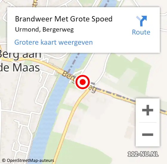 Locatie op kaart van de 112 melding: Brandweer Met Grote Spoed Naar Urmond, Bergerweg op 19 april 2018 23:05