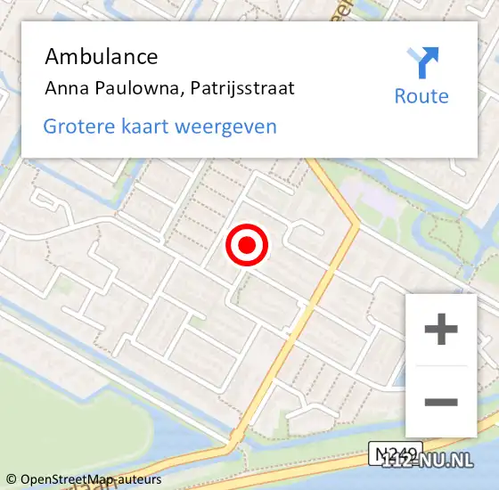 Locatie op kaart van de 112 melding: Ambulance Anna Paulowna, Patrijsstraat op 19 april 2018 23:26