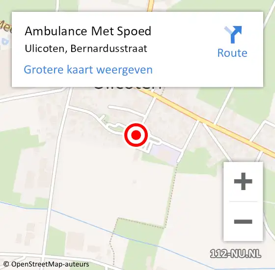 Locatie op kaart van de 112 melding: Ambulance Met Spoed Naar Ulicoten, Bernardusstraat op 19 april 2018 23:51