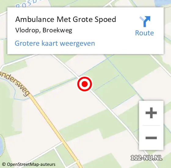 Locatie op kaart van de 112 melding: Ambulance Met Grote Spoed Naar Vlodrop, Broekweg op 20 april 2018 01:10