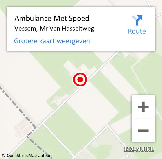 Locatie op kaart van de 112 melding: Ambulance Met Spoed Naar Vessem, Mr Van Hasseltweg op 20 april 2018 01:36