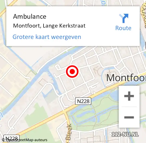 Locatie op kaart van de 112 melding: Ambulance Montfoort, Lange Kerkstraat op 20 april 2018 05:03