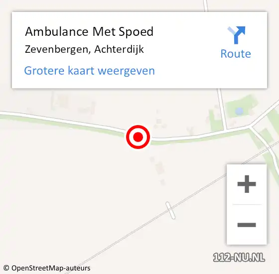 Locatie op kaart van de 112 melding: Ambulance Met Spoed Naar Zevenbergen, Achterdijk op 20 april 2018 05:17