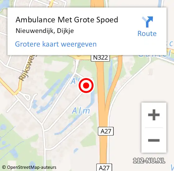 Locatie op kaart van de 112 melding: Ambulance Met Grote Spoed Naar Nieuwendijk, Dijkje op 20 april 2018 06:04