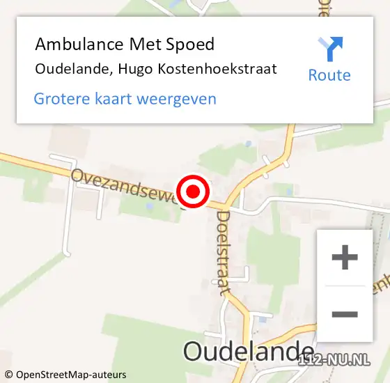 Locatie op kaart van de 112 melding: Ambulance Met Spoed Naar Oudelande, Hugo Kostenhoekstraat op 20 april 2018 08:21