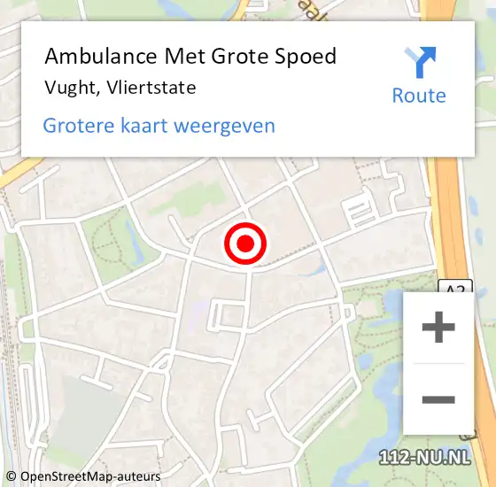 Locatie op kaart van de 112 melding: Ambulance Met Grote Spoed Naar Vught, Vliertstate op 20 april 2018 09:37