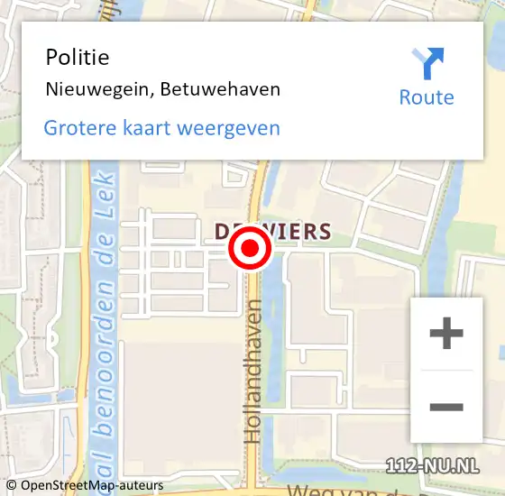 Locatie op kaart van de 112 melding: Politie Nieuwegein, Betuwehaven op 20 april 2018 10:00