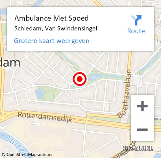 Locatie op kaart van de 112 melding: Ambulance Met Spoed Naar Schiedam, Van Swindensingel op 20 april 2018 10:29