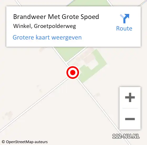 Locatie op kaart van de 112 melding: Brandweer Met Grote Spoed Naar Winkel, Groetpolderweg op 20 april 2018 11:15