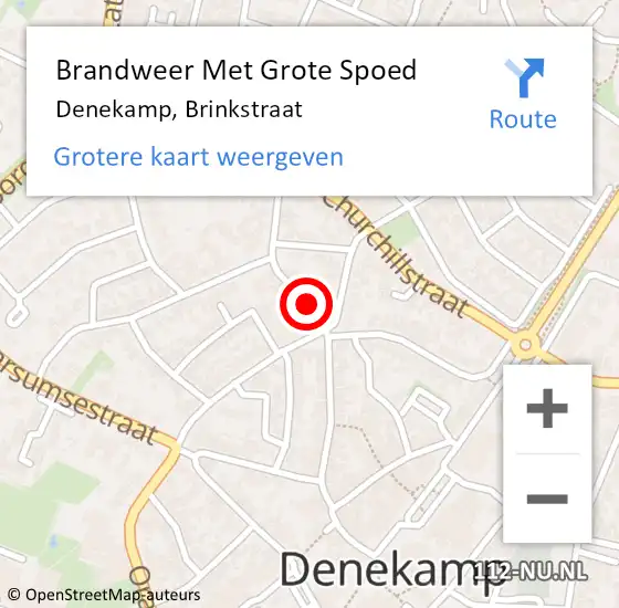 Locatie op kaart van de 112 melding: Brandweer Met Grote Spoed Naar Denekamp, Brinkstraat op 20 april 2018 11:28