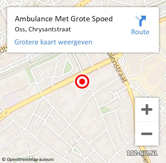 Locatie op kaart van de 112 melding: Ambulance Met Grote Spoed Naar Oss, Chrysantstraat op 20 april 2018 12:05