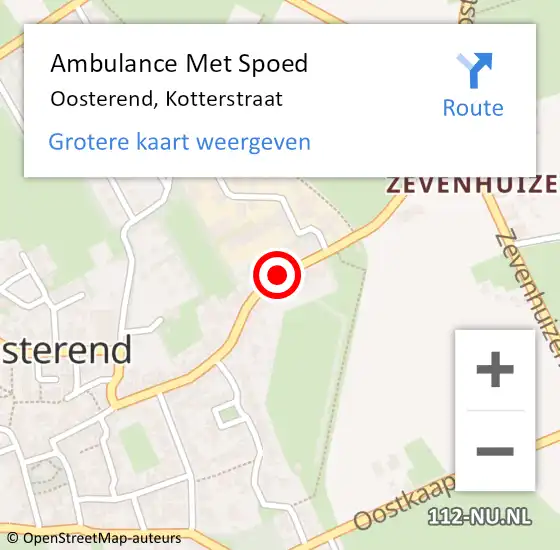 Locatie op kaart van de 112 melding: Ambulance Met Spoed Naar Oosterend, Kotterstraat op 20 april 2018 12:11