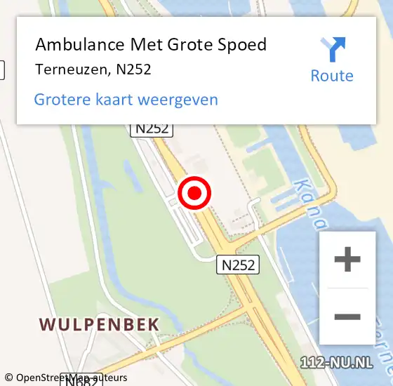 Locatie op kaart van de 112 melding: Ambulance Met Grote Spoed Naar Terneuzen, N252 op 20 april 2018 13:35