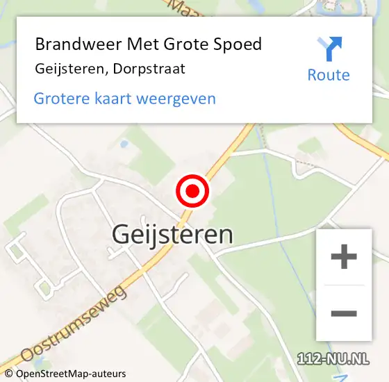 Locatie op kaart van de 112 melding: Brandweer Met Grote Spoed Naar Geijsteren, Dorpstraat op 20 april 2018 13:37