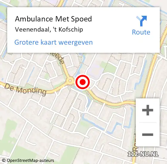 Locatie op kaart van de 112 melding: Ambulance Met Spoed Naar Veenendaal, 't Kofschip op 20 april 2018 14:04