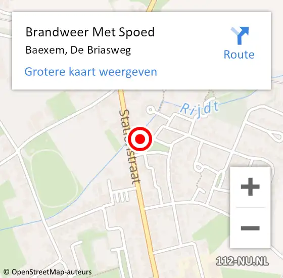 Locatie op kaart van de 112 melding: Brandweer Met Spoed Naar Baexem, De Briasweg op 20 april 2018 14:14