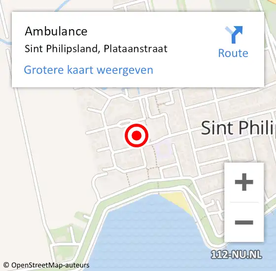 Locatie op kaart van de 112 melding: Ambulance Sint Philipsland, Plataanstraat op 20 april 2018 14:15