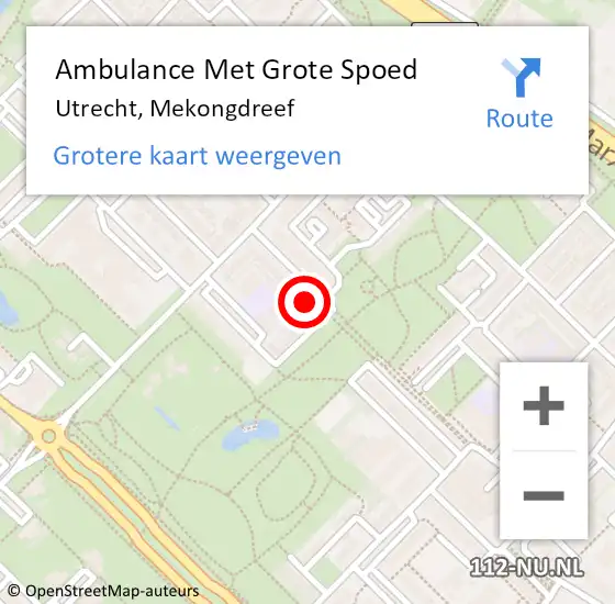 Locatie op kaart van de 112 melding: Ambulance Met Grote Spoed Naar Utrecht, Mekongdreef op 20 april 2018 14:18