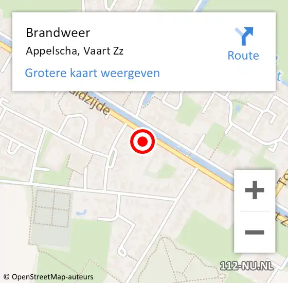 Locatie op kaart van de 112 melding: Brandweer Appelscha, Vaart Zz op 22 februari 2014 18:36