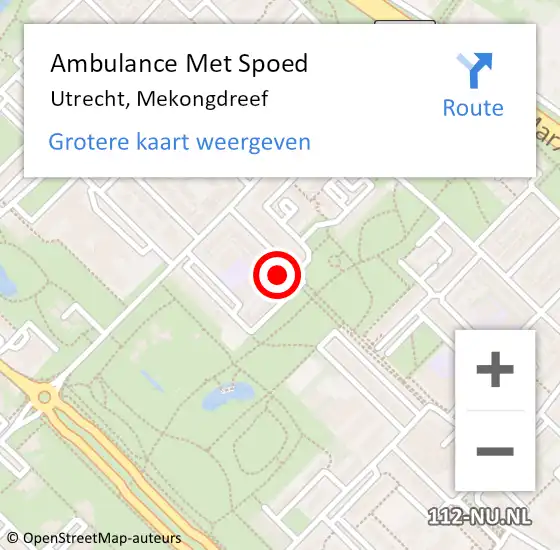 Locatie op kaart van de 112 melding: Ambulance Met Spoed Naar Utrecht, Mekongdreef op 20 april 2018 14:46