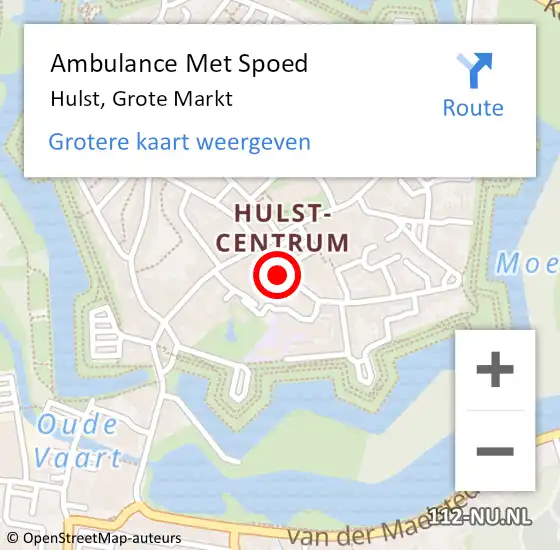 Locatie op kaart van de 112 melding: Ambulance Met Spoed Naar Hulst, Grote Markt op 20 april 2018 14:49
