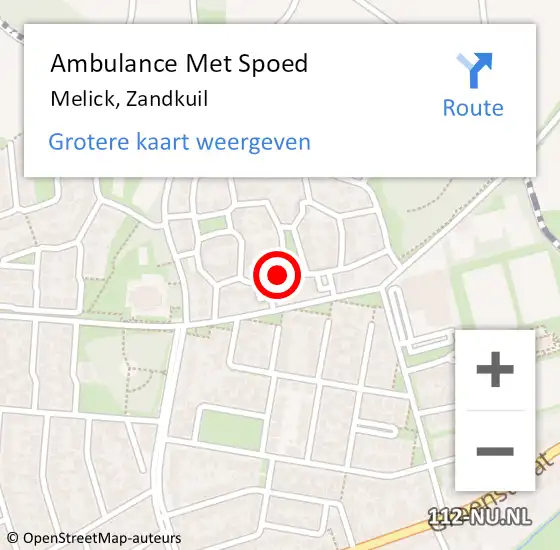 Locatie op kaart van de 112 melding: Ambulance Met Spoed Naar Melick, Zandkuil op 20 april 2018 15:09