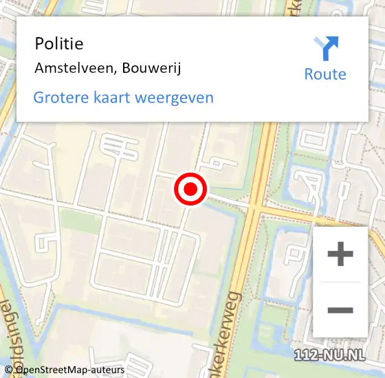 Locatie op kaart van de 112 melding: Politie Amstelveen, Bouwerij op 20 april 2018 15:25