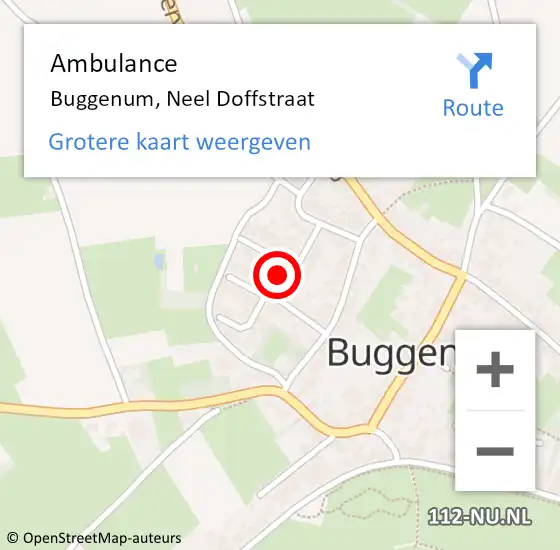 Locatie op kaart van de 112 melding: Ambulance Buggenum, Neel Doffstraat op 20 april 2018 16:03