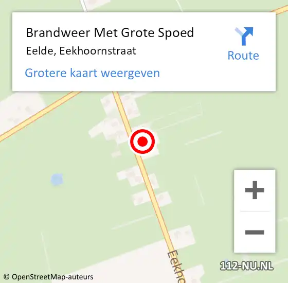 Locatie op kaart van de 112 melding: Brandweer Met Grote Spoed Naar Eelde, Eekhoornstraat op 20 april 2018 16:10