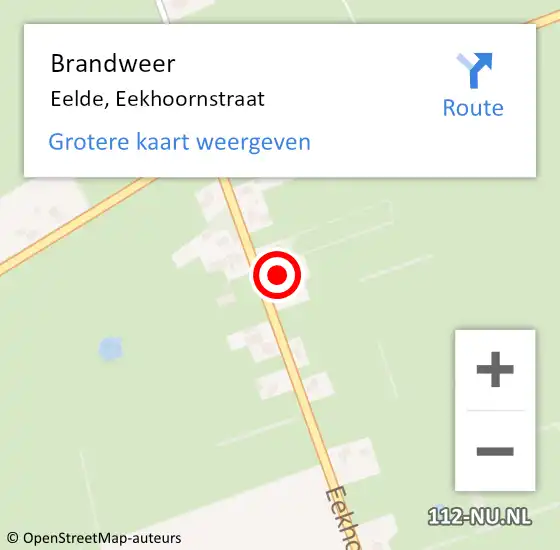 Locatie op kaart van de 112 melding: Brandweer Eelde, Eekhoornstraat op 20 april 2018 16:14