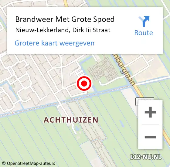 Locatie op kaart van de 112 melding: Brandweer Met Grote Spoed Naar Nieuw-Lekkerland, Dirk Iii Straat op 20 april 2018 16:26