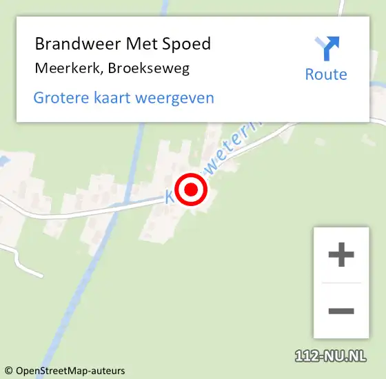 Locatie op kaart van de 112 melding: Brandweer Met Spoed Naar Meerkerk, Broekseweg op 20 april 2018 16:31