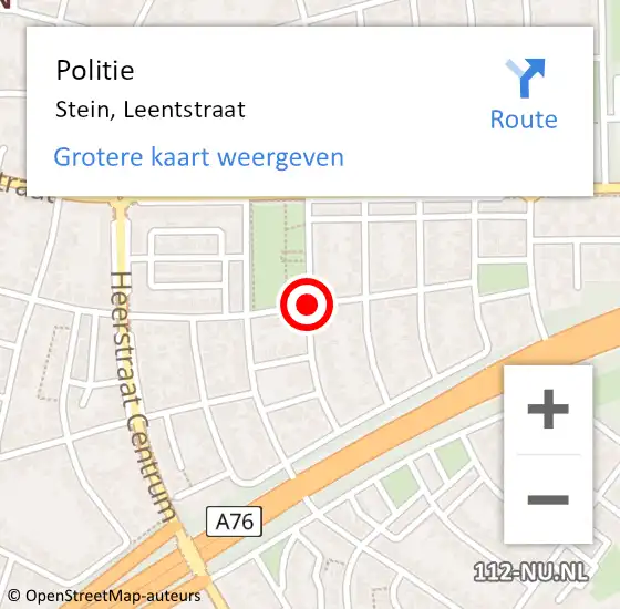 Locatie op kaart van de 112 melding: Politie Stein, Leentstraat op 20 april 2018 17:30