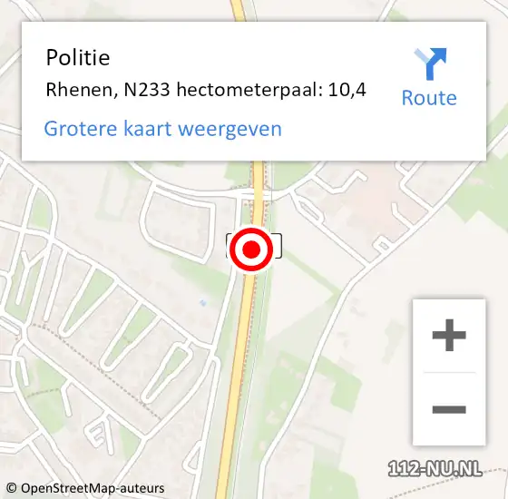 Locatie op kaart van de 112 melding: Politie Rhenen, Lijnweg op 20 april 2018 17:59