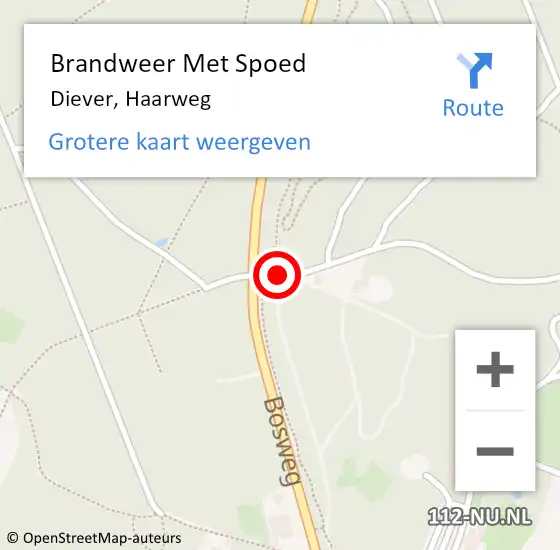 Locatie op kaart van de 112 melding: Brandweer Met Spoed Naar Diever, Haarweg op 20 april 2018 18:20