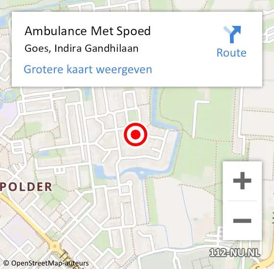 Locatie op kaart van de 112 melding: Ambulance Met Spoed Naar Goes, Indira Gandhilaan op 20 april 2018 19:49