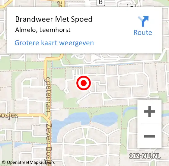 Locatie op kaart van de 112 melding: Brandweer Met Spoed Naar Almelo, Leemhorst op 20 april 2018 19:50