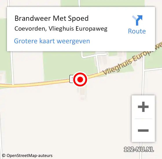 Locatie op kaart van de 112 melding: Brandweer Met Spoed Naar Coevorden, Vlieghuis Europaweg op 20 april 2018 20:19
