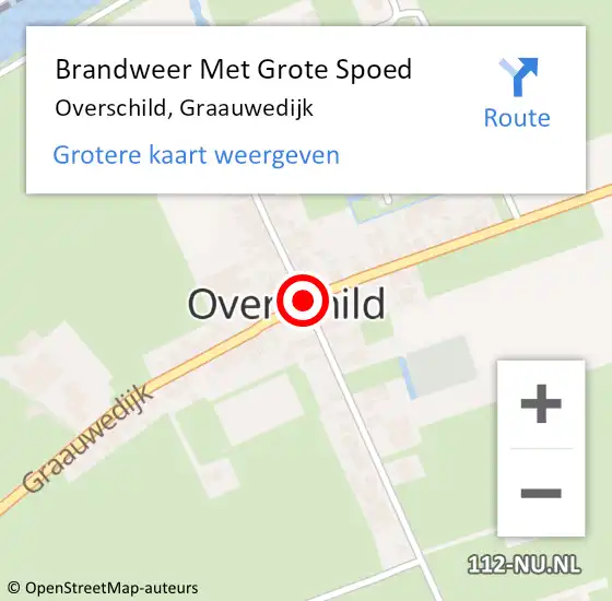 Locatie op kaart van de 112 melding: Brandweer Met Grote Spoed Naar Overschild, Graauwedijk op 20 april 2018 21:09